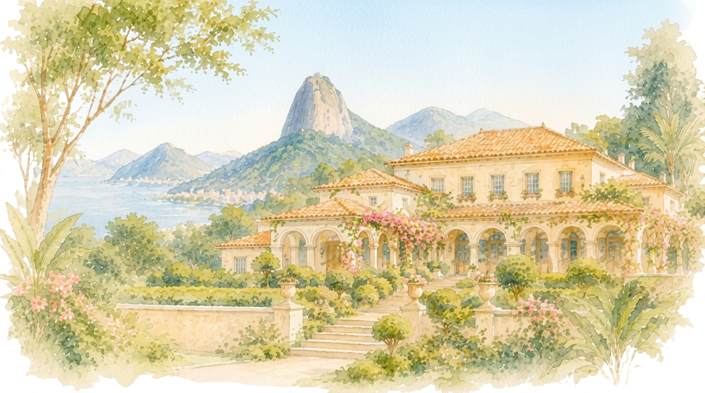 Aquarela do Solar Real com vista do Pão de Açúcar
